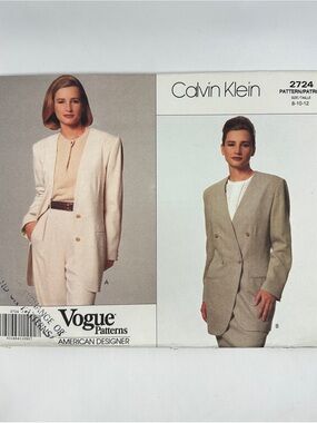 Vogue Calvin Klein Loose Fitting Lined Jacket Pattern 2724 Size 8-10-12 Uncut